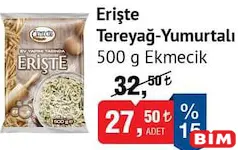 EKMECİK ERİŞTE TEREYAĞ-YUMURTALI 500 G fiyat ve kampanya bilgisi